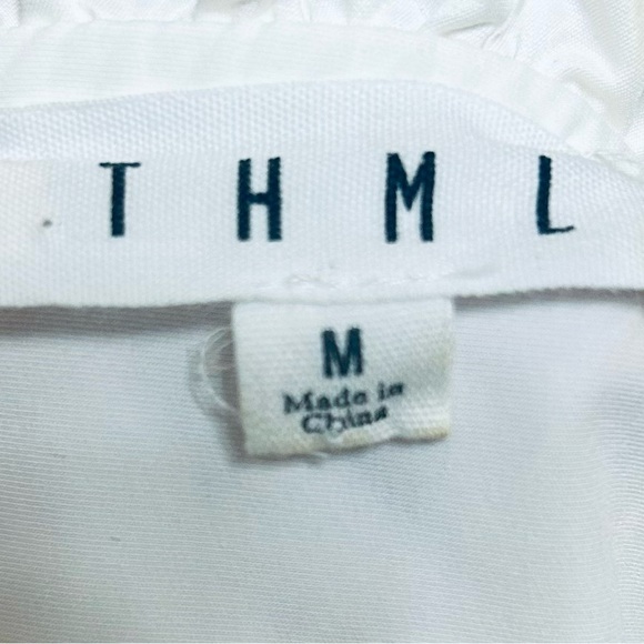 THML by Anthropology White Ruffled Sleeve Top with Colorful Embroidered Detail - Picture 8 of 9